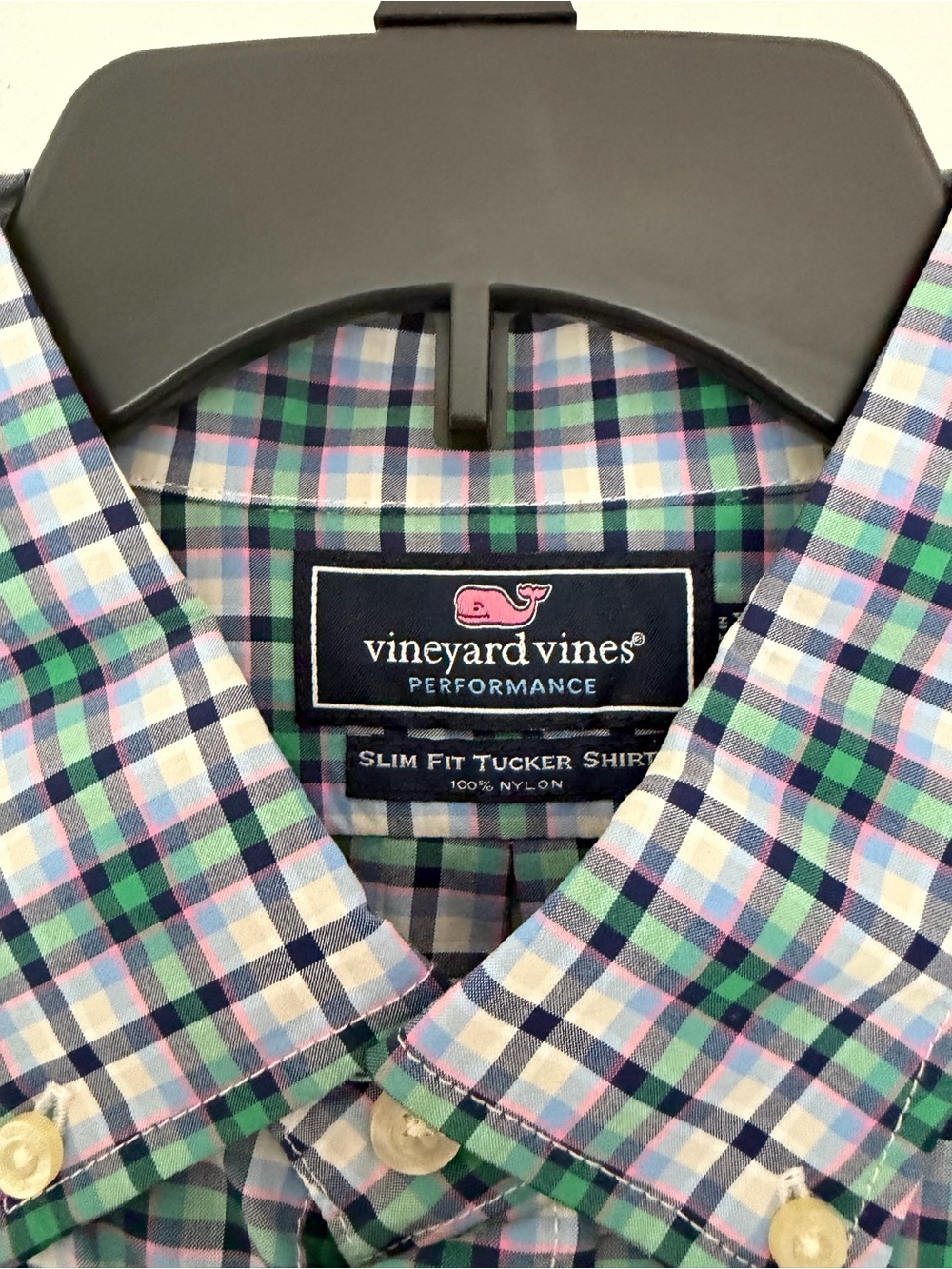 NEW Vineyard Vines Slim Fit Tucker Performance Shirt Blue,Green Pink Plaid Large